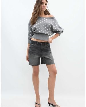 Stradivarius Strickpullover mit asymmetrischem rippensaum - Grau
