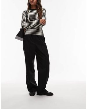 ARKET Wool Flannel Straight Leg Trousers With Elasticated Waist - White