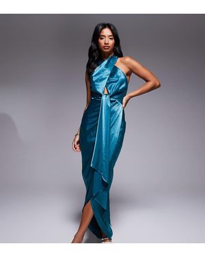 TFNC London Jurk Met Halternek En Rok Met Overslag - Blauw