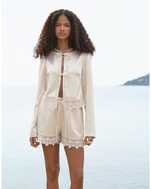 4th & Reckless – strand-shorts aus satin - Weiß