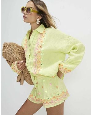 River Island Cotton Mirror Embroidered Shirt - Yellow