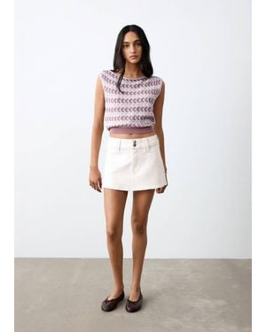 Mango Teen Cotton Rich Denim Mini Skirt - White