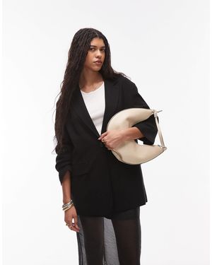 TOPSHOP Linen Oversized Slouchy Blazer - Black
