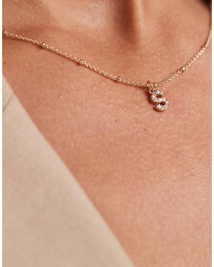 ASOS Dot-dash Necklace With Cubic Zirconia S Initial Pendant - Natural
