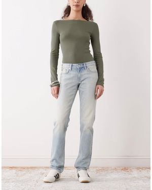 Weekday Mid Waist Straight Leg Jeans - Blue