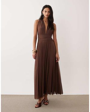 Abercrombie & Fitch Multiway Halter Neck Open Back Maxi Dress - Brown