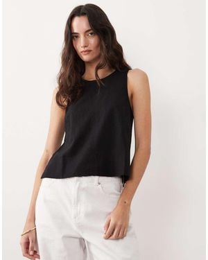New Look Linen Blend Shell Top - Black