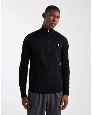 Brave Soul 1/4 Zip Knit Jumper - Black