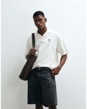ASOS Heavyweight Boxy Oversized Polo With Chest Embroidery - White