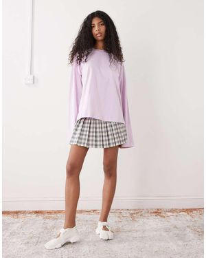 Monki Oversized Long Sleeve T-shirt With Side Slits - Pink