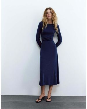 Pull&Bear Draped Midi Dress - Blue