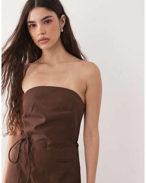 Nobody's Child Tailored Bandeau Dress - Brown