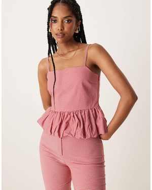 Mango Gingham Ruched Hem Cami Co-ord - Pink