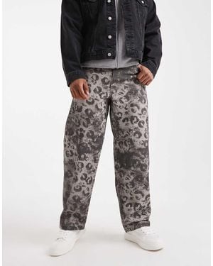 ASOS Pantaloni Dritti Larghi Con Stampa Leopardata - Nero