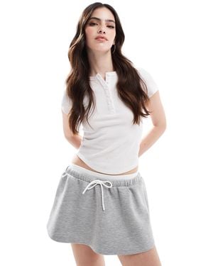 Bershka Double Waistband Skater Mini Skirt - White