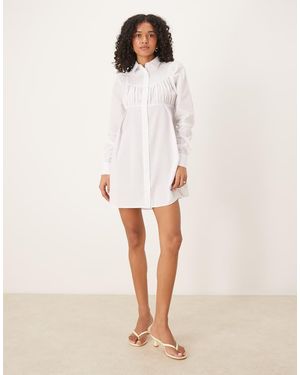 ASOS Contrast Bust Detail Shirt Mini Dress - White