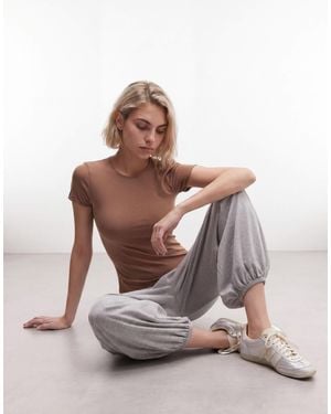 Monki Open Back Cut-out Top - Brown