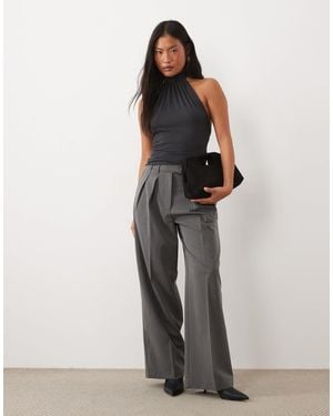ASOS Petite maßgeschneiderte wide-leg-hose mit falten-detail - Grau