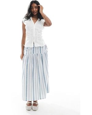Wednesday's Girl Bold Stripe Midi Skirt - White