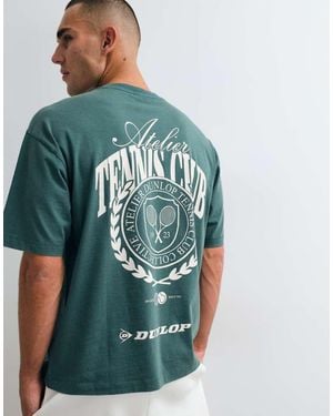 ASOS T-Shirt Oversize Con Stampa Dunlop Tennis - Verde
