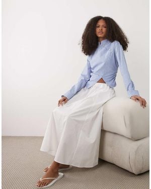 Mango 100% Cotton A-line Midaxi Skirt - White