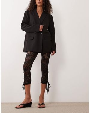 ASOS Lace Capri leggings With Bow Hem Detail - Black