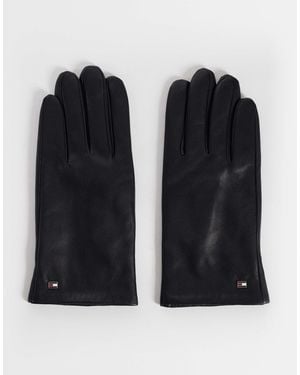 Tommy Hilfiger Flag Logo Leather Gloves - Black