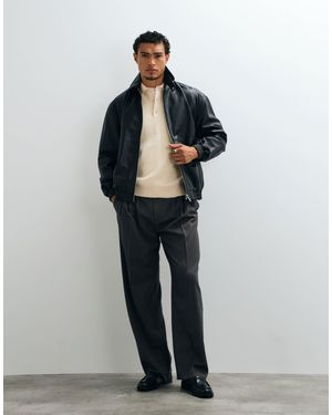 ASOS Real Leather Bomber Jacket - Black