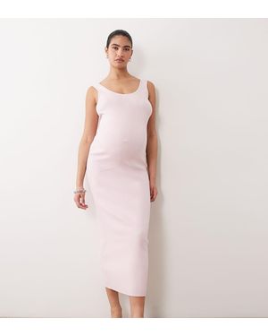 ASOS Asos Design Maternity Cotton Blend Scoop Back Dress - Pink