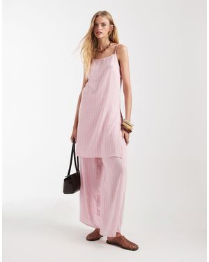 ASOS Longline Crinkle Cami Top Co-ord With Split - Pink
