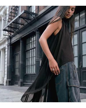 Lioness Exclusive Gabriella Halterneck Chiffon Drape Top - Black