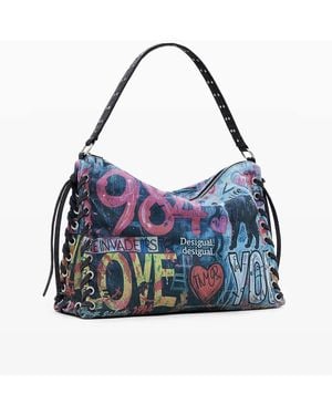 Desigual Large Graffiti Bag - Blue