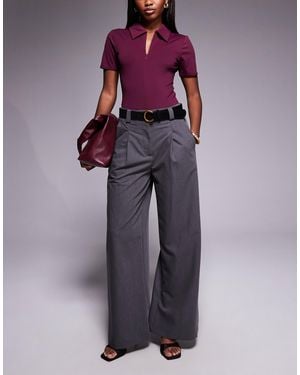 River Island Belted Wide Leg Trouser - Purple
