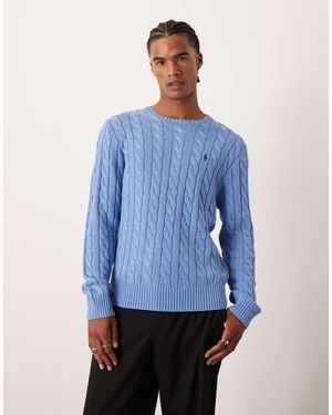 Polo Ralph Lauren Katoenen Kabeltrui Met Ronde Hals - Blauw