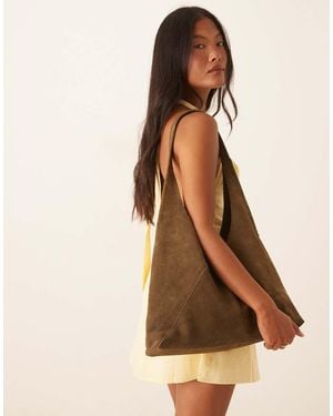 Mango Slouchy Suede Shoulder Bag - Brown