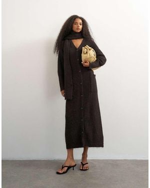 TOPSHOP Cárdigan Maxi De Punto Con Detalle De Botones En-Marrón - Negro