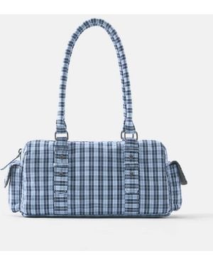 Pull&Bear Borsa A Spalla A Quadri - Blu