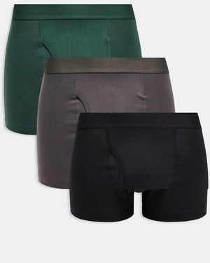 Weekday Confezione Da 3 Boxer Aderenti Neri, Talpa E Verde Scuro