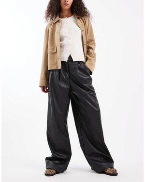 Miss Selfridge Faux Leather Wide Leg Trouser - Black