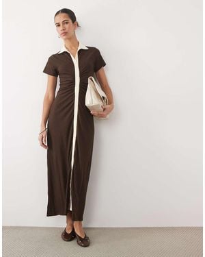 ASOS Button Down Cap Sleeve Midi Dress - Black