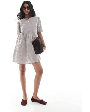 Wednesday's Girl Gingham Smock Mini Dress - White