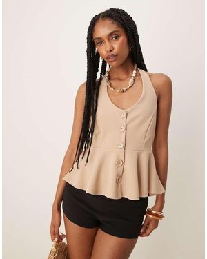 ASOS Gilet Met Lange Pasvorm, Versmalde Taille, Halternek En Knoopsluiting - Zwart