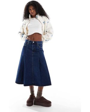 Levi's Pleated Denim Midi Skirt - Blue