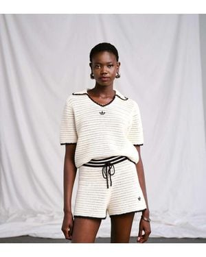 adidas Originals X Asos Crochet Knitted Shorts With Contrast Trim - White