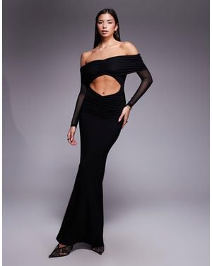 Aria Cove Mesh Bandeau Cut Out Maxi Dress - Blue