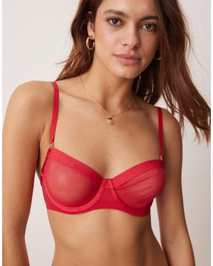 KBX Zadie Balcony Non-padded Underwi Mesh Bra - Red