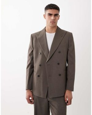 ASOS Regular Double Breasted Suit Jacket - Brown