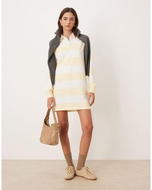 Calvin Klein Long Sleeve Polo Mini Dress - Natural