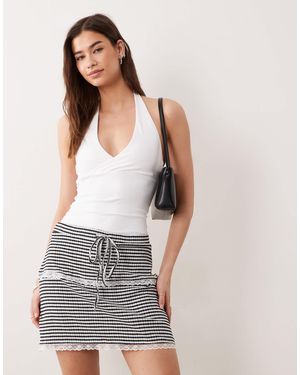 ASOS Co-ord Gingham Skirt With Lace Trims - White