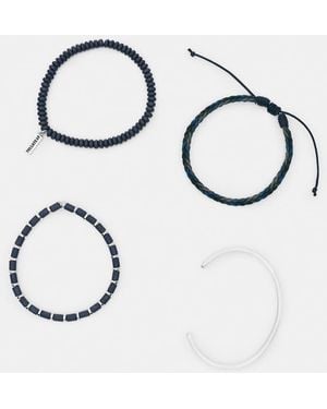 Pull&Bear Pack Of 4 Beaded Bracelets - Blue